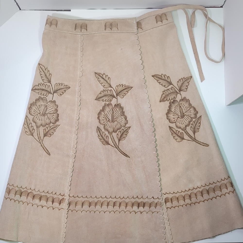 Imperfect Handmade Vtg Suede Boho Wrap Skirt